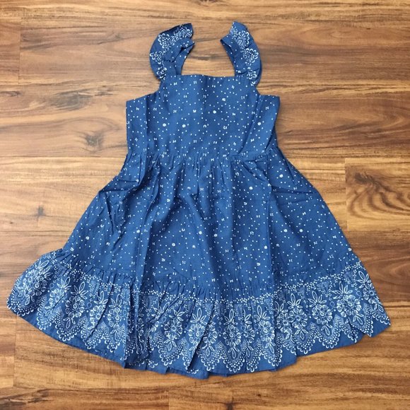 NWT Girls Crewcuts Floral Navy Dress